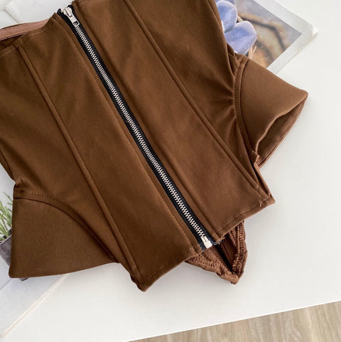 Irregular Design Sleeveless Fishbone Top