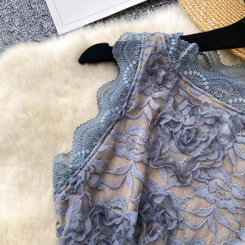 Delicate Sleeveless Embroidered Lace Top