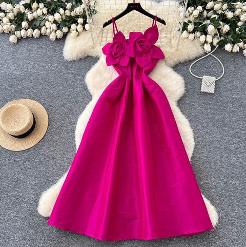 French Style Flower 3D Slip Dress