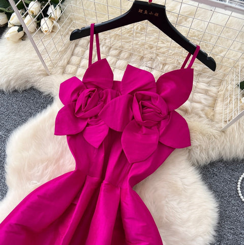 French Style Flower 3D Slip Dress