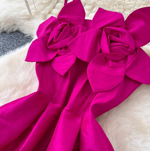 French Style Flower 3D Slip Dress