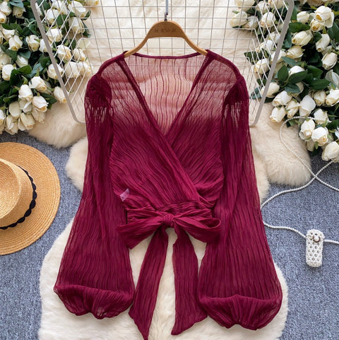 Simple Design Cross V-neck Shirt