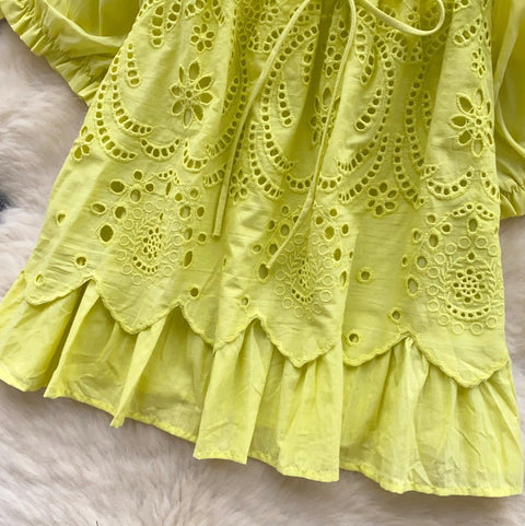 Korean Style Hollowed Crochet Shirt