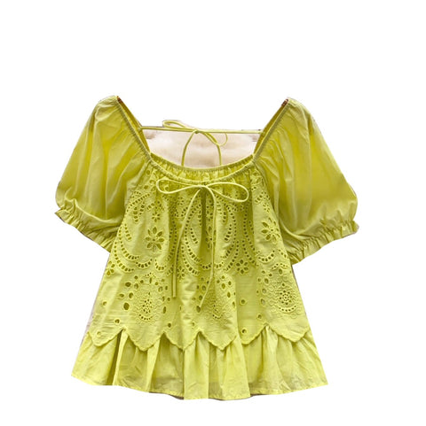 Korean Style Hollowed Crochet Shirt
