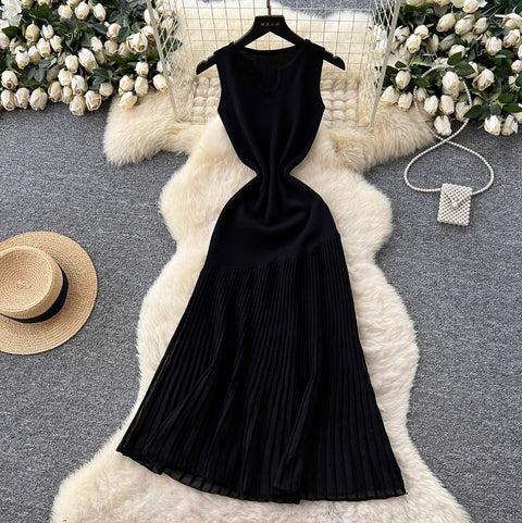 High-end Knit Patchwork Mesh Dress