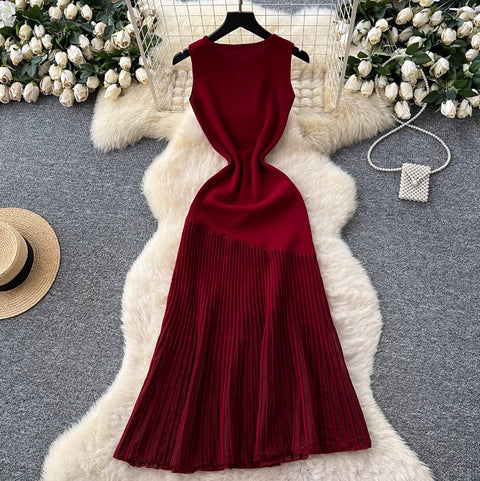 High-end Knit Patchwork Mesh Dress