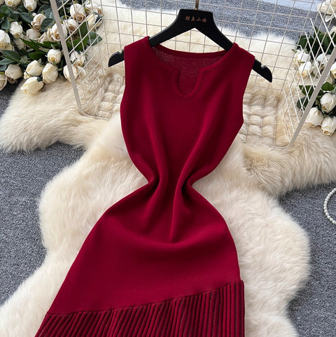 High-end Knit Patchwork Mesh Dress
