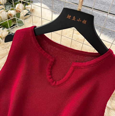 High-end Knit Patchwork Mesh Dress