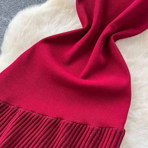 High-end Knit Patchwork Mesh Dress