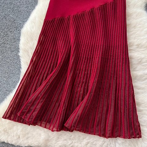 High-end Knit Patchwork Mesh Dress