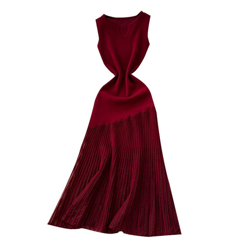 High-end Knit Patchwork Mesh Dress