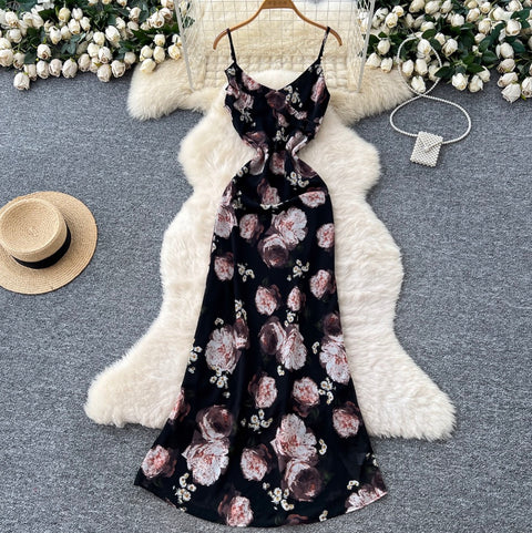 French Style Floral Printed Slip Dress