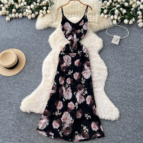 French Style Floral Printed Slip Dress