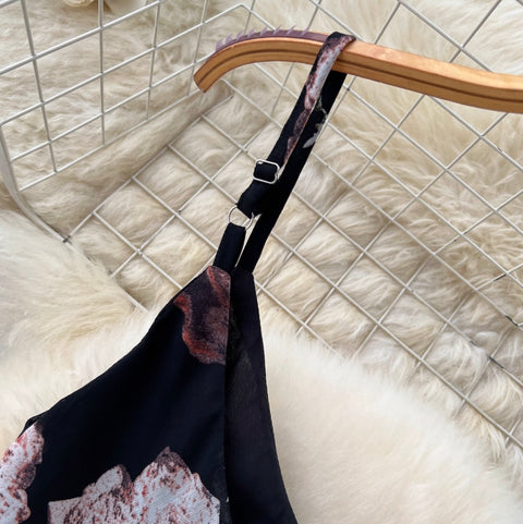 French Style Floral Printed Slip Dress