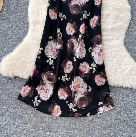 French Style Floral Printed Slip Dress
