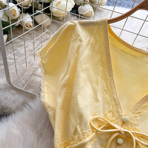 Sweetie V-neck Lace Trim Shirt