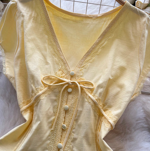 Sweetie V-neck Lace Trim Shirt