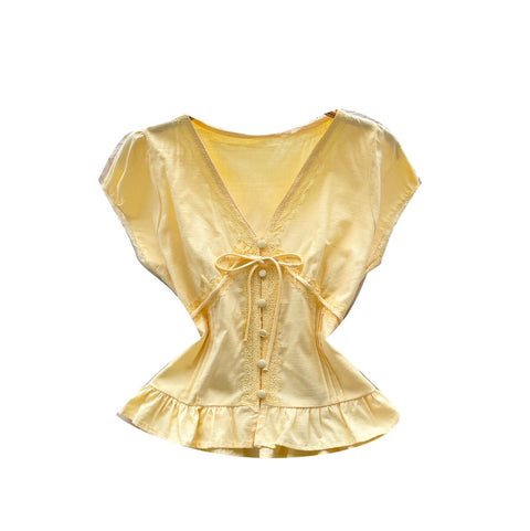 Sweetie V-neck Lace Trim Shirt