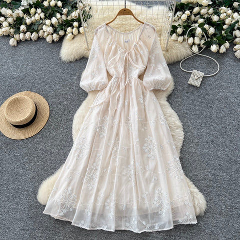 Fairy Embroidered Flared Sleeve Dress