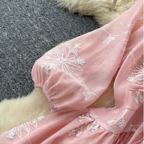 Fairy Embroidered Flared Sleeve Dress