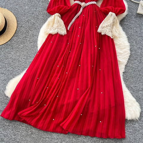 Courtly Layered Ruffled Lace Dress