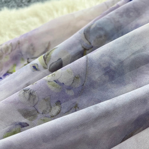 Draped Neckline Floral Chiffon Dress