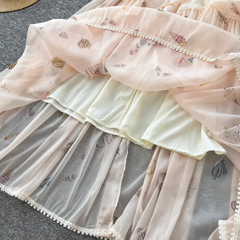 Courtly V-neck Floral Lace Dress