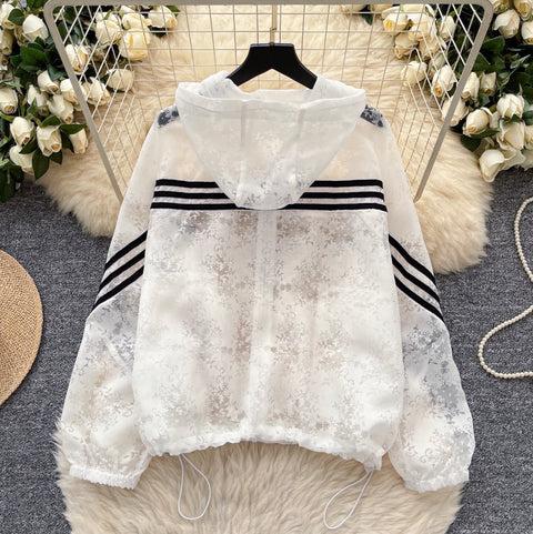 Jacquard See-through Sunscreen Hooded Jacket
