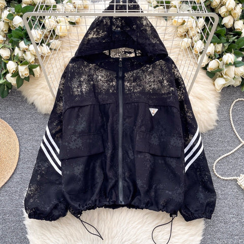Jacquard See-through Sunscreen Hooded Jacket