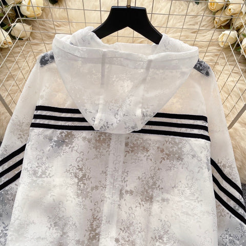 Jacquard See-through Sunscreen Hooded Jacket