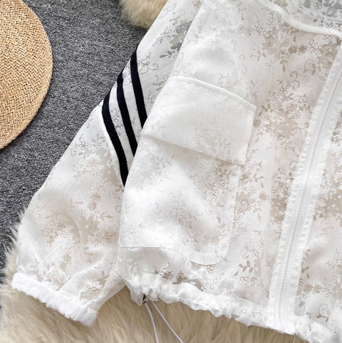 Jacquard See-through Sunscreen Hooded Jacket