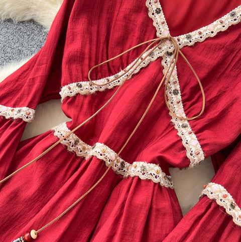 Bohemian Style Fringed Embroidery Dress