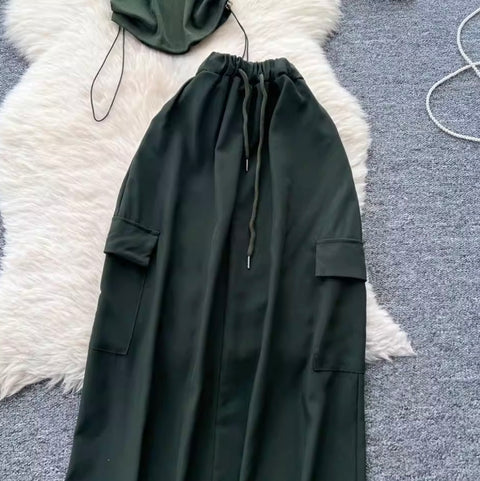Drawstring T-shirt & Skirt Chic 2Pcs