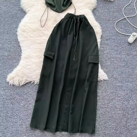 Drawstring T-shirt & Skirt Chic 2Pcs