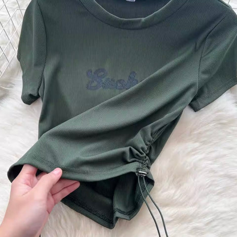 Drawstring T-shirt & Skirt Chic 2Pcs