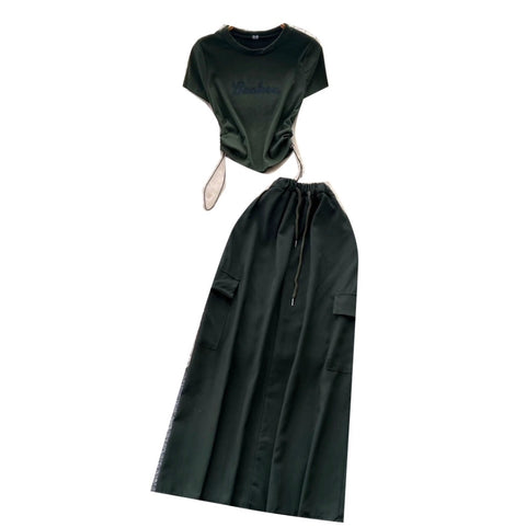 Drawstring T-shirt & Skirt Chic 2Pcs