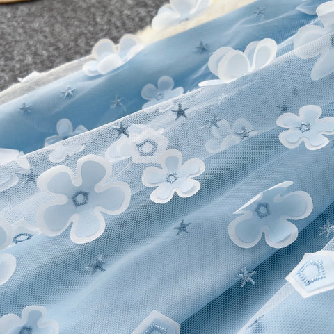 Fairy Blue Beaded Floral Slip Dress