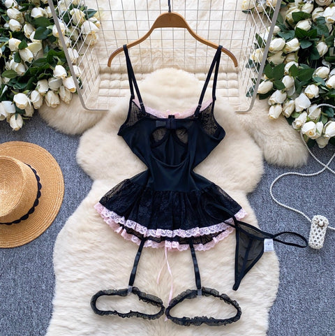 Lace Patchwork Slip Jumpsuit with Thong