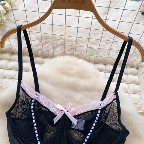 Lace Patchwork Slip Jumpsuit with Thong