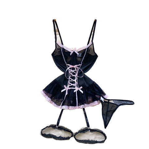 Lace Patchwork Slip Jumpsuit with Thong