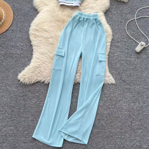 Slant Neckline Vest & Trousers Sportswear 2Pcs