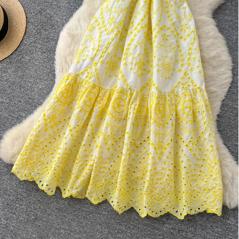 Off-shoulder Ruffled Embroidered Slip Dress