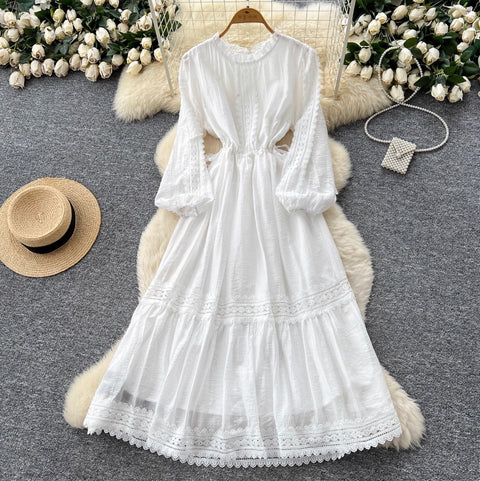 Sweetie Stand Collar Lace Patchwork Dress