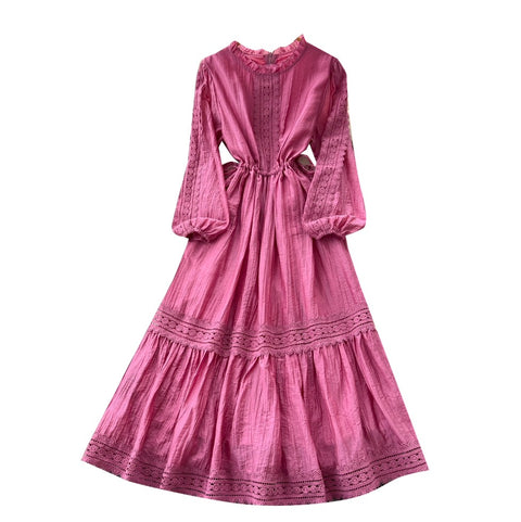 Sweetie Stand Collar Lace Patchwork Dress