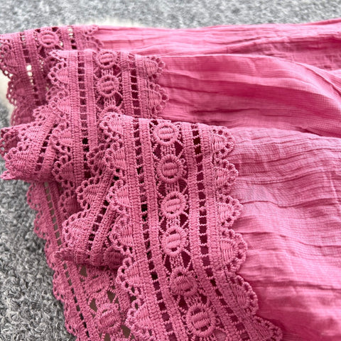 Sweetie Stand Collar Lace Patchwork Dress