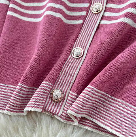 Striped Cardigan & Slip Dress 2Pcs