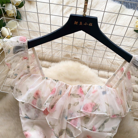 French Style Floral Chiffon Dress