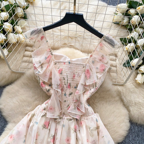 French Style Floral Chiffon Dress