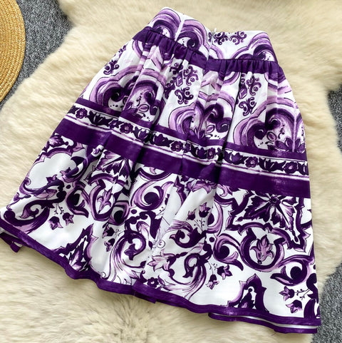 Camisole & Pleated Skirt Printed 2Pcs