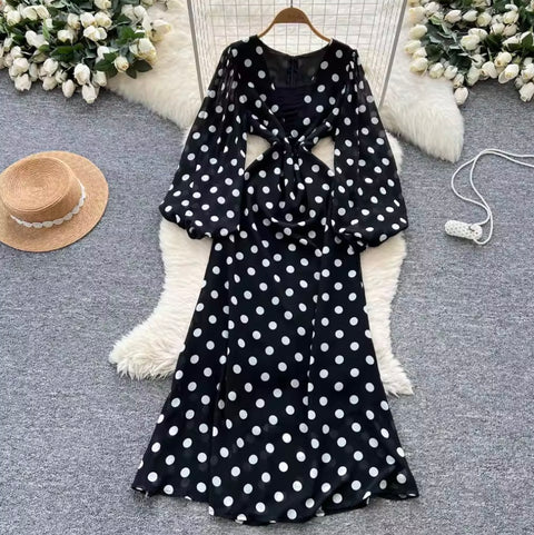 Deep V-neck Floral Fishtail Dress